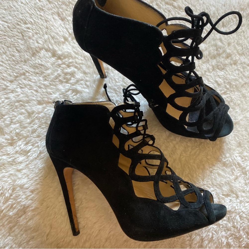 Alexandre Birman Black Lace-Up Heels